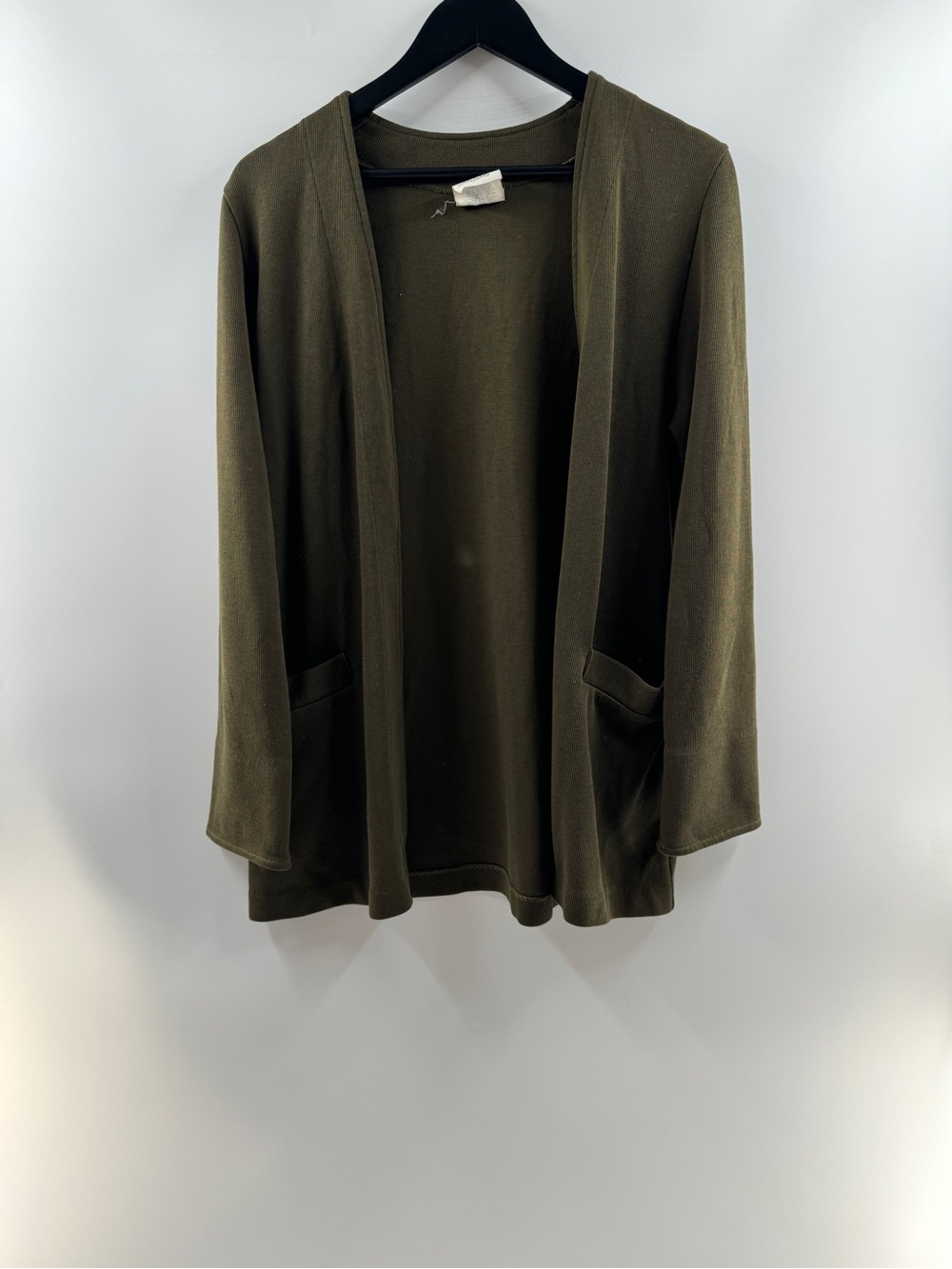 Weekenders Olive Green Open Front Cardigan with Pockets – Women’s Medium